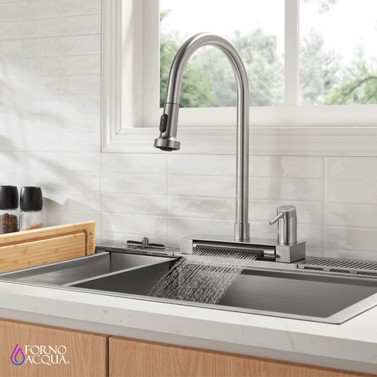 FORNO ACQUA 4 Function Waterfall Pull-Down Kitchen Faucet - Forno Appliances
