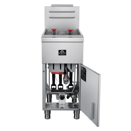 Forno Commerciale Natural Gas Deep Fryer, 3 Burners 90,000 BTU, 40 lbs, Millivolt Control - Forno Appliances