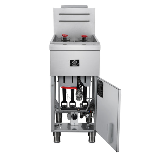 Forno Commerciale Propane Gas Deep Fryer, 4 Burners 120,000 BTU, 50 lbs Oil Capacity, Millivolt Control - Forno Appliances