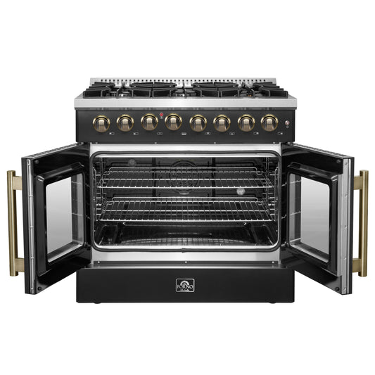 Forno Galiano 36-inch Freestanding French Door Dual Fuel Range Black - Forno Appliances