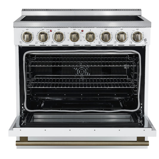 Forno Paolo 36 Inch White Freestanding Electric Range, Stainless Steel, 5.44 cu.ft, True Convection Oven, Energy Efficient - Forno Appliances