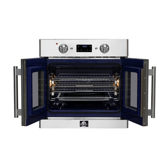 Forno Gallico 30-Inch Electric French Door Wall Oven, Stainless Steel, True Convection, Air Fry, Self-Cleaning - Forno Appliances