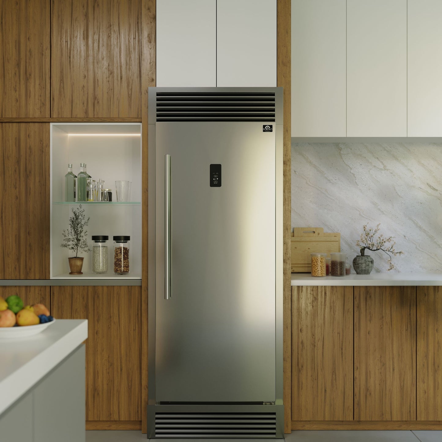 Forno Fortezza 32 Inch Right-Swing Convertible Refrigerator/Freezer with Trim Grill, Stainless Steel, Total No Frost - Forno Appliances
