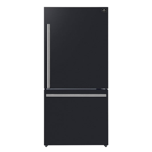 Forno Milano Espresso 31-Inch Bottom Freezer Refrigerator, Black, 17.2 cu.ft Capacity, Energy Efficient - Forno Appliances