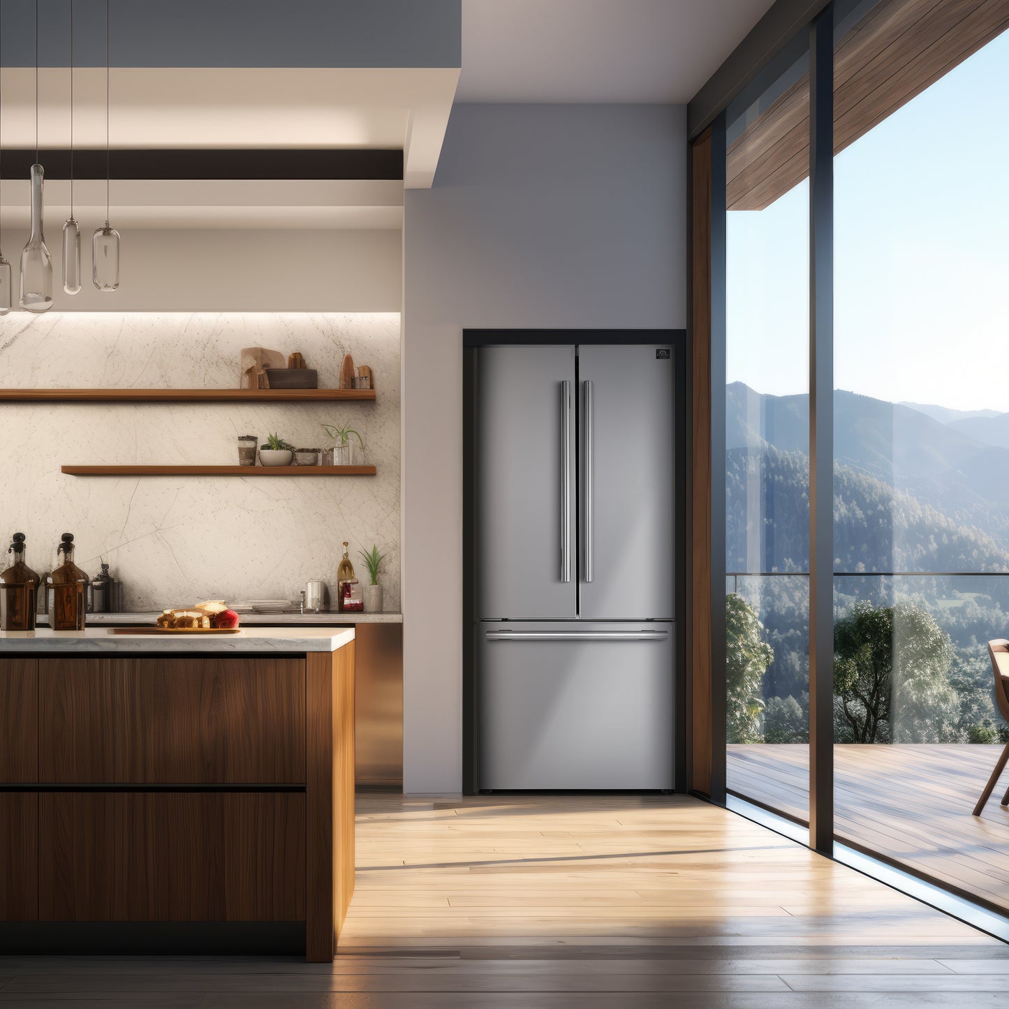FORNO Ensemble cuisine premium 2 pièces - cuisinière à gaz Giovanni 30-inch en acier inoxydable, réfrigérateur Forno Gallipoli à portes françaises 30" avec congélateur en bas, capacité 17.5 cu. ft - FBDL-020-01CAUS - Forno Appliances
