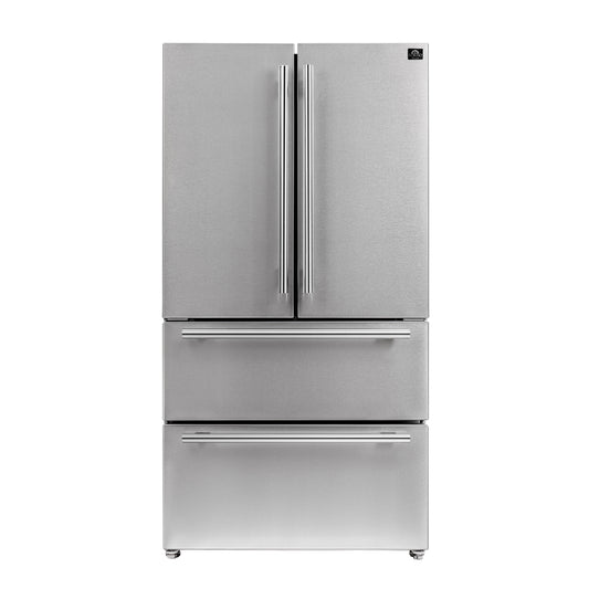 FORNO 2-Piece SS Kitchen Bundle - 30" Induction Range and 36" Bottom Freezer Refrigerator - Forno Appliances