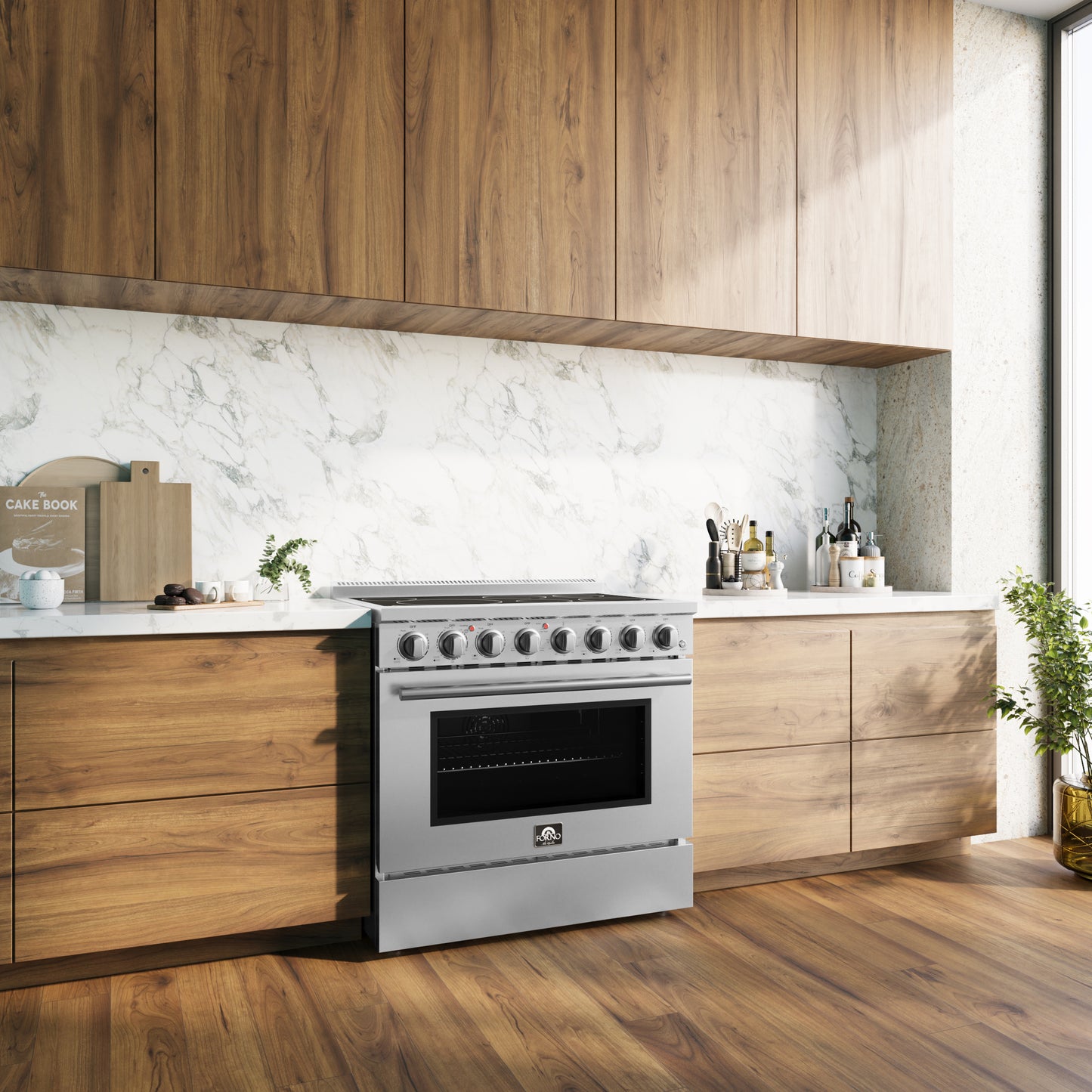 Cuisinière électrique pose libre Forno Paolo de 36 pouces, acier inoxydable, 5.44 cu.ft, four à convection, économe en énergie - Forno Appliances