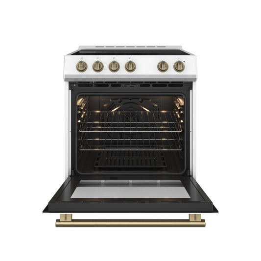 FORNO 2-Piece White Kitchen Bundle - 30" Electric Range and 36" Bottom Freezer Refrigerator - Forno Appliances