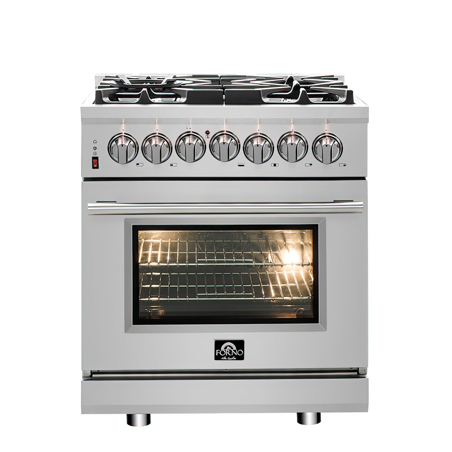 FORNO 3-Piece SS Kitchen Bundle - 30" Gas Range, 31" French Door Refrigerator and 30" Range Hood - Forno Appliances