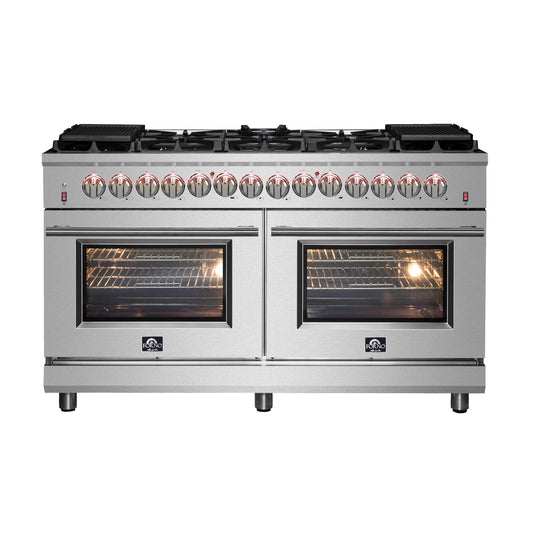 Forno Massimo 60-Inch Freestanding Dual Fuel Range, 10 Burners, Double Convection Ovens - Forno Appliances