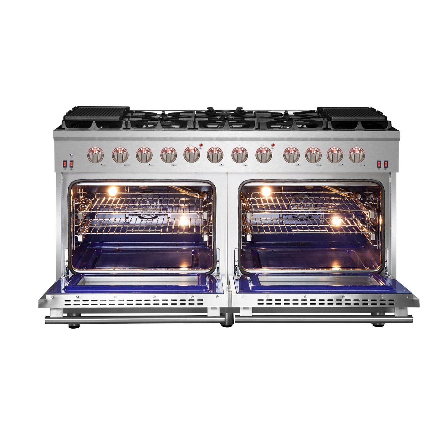 Cuisinière à gaz autoportante Forno Massimo de 60 pouces, 10 brûleurs, four à convection véritable