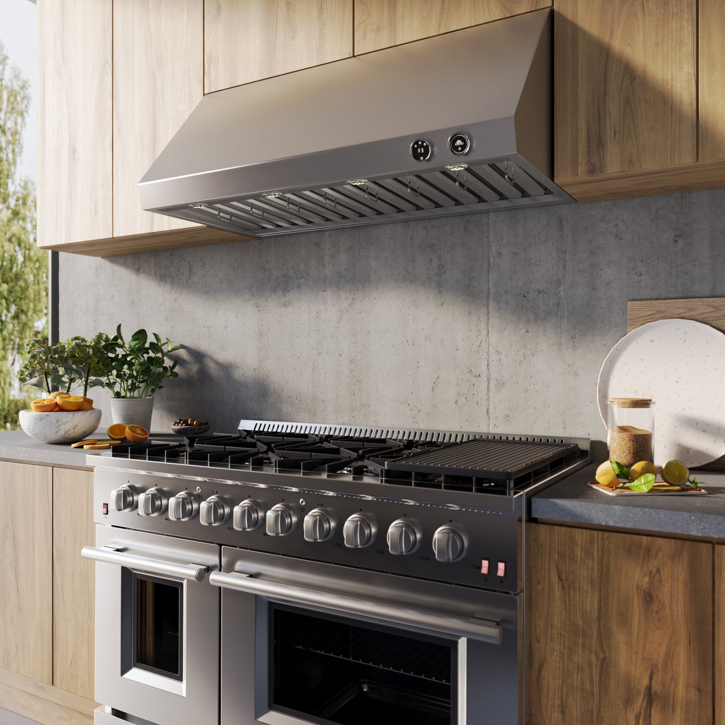 Forno Biagio 48-Inch Wall Mounted Range Hood, Stainless Steel, Heavy Duty - Forno Appliances