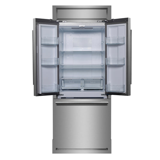 Forno Gallipoli 30-Inch French Door Refrigerator, 17.5 cu.ft Capacity, Modern Decorative Grill, 34-Inch Width, Stainless Steel, No Frost Technology, Energy Efficient - Forno Appliances