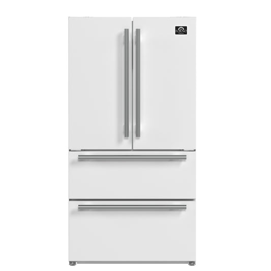 Forno Moena Espresso 36-Inch White French Door Refrigerator, 19.2 Cu. Ft., Frost-Free, Automatic Ice Maker, ENERGY STAR Certified - Forno Appliances