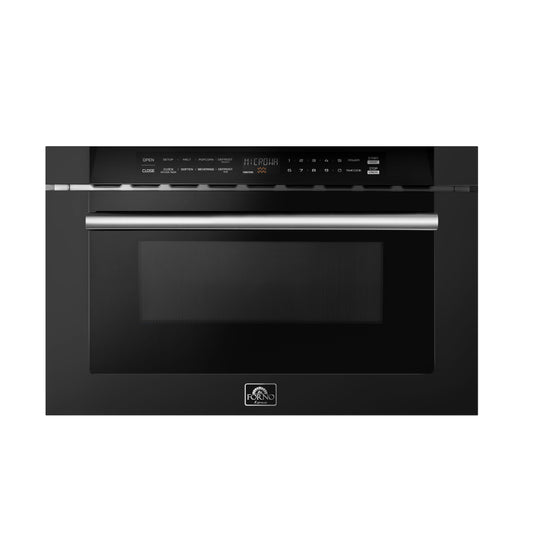 Forno Capoliveri Espresso 24-Inch Microwave Drawer, Black, 1.2 cu.ft, 1500 Watts, Built-In, Touch Control LCD Display, Auto-Touch Open/Close, 11 Power Levels, Sensor Cooking - Forno Appliances