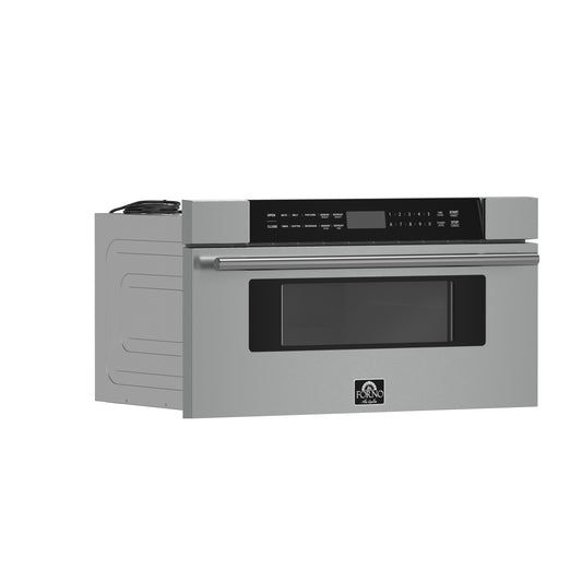 Forno Capoliveri 30-Inch Microwave Drawer, Stainless Steel, 1.2 cu.ft, 1500 Watts, Built-In, Touch Control LCD Display, Auto-Touch Open/Close, 11 Power Levels, Sensor Cooking - Forno Appliances