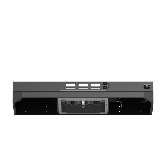 Forno Cappa 30-Inch Under Cabinet Range Hood, Black, 200 CFM, Convertible, LED Lighting - Forno Appliances