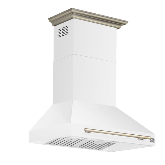 Forno Aria 36 Inch Wall-Mounted Range Hood in White - Forno Appliances
