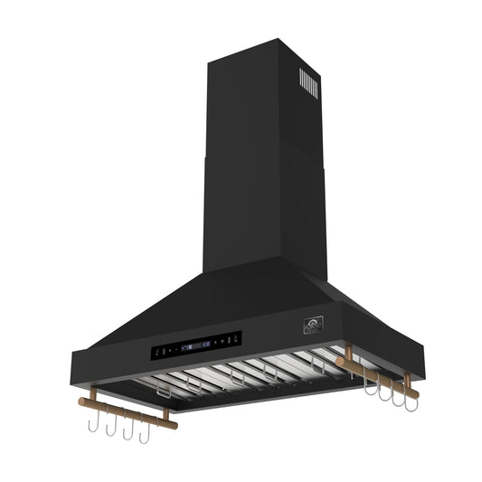 Forno Venezia 36 Inch Wall-Mounted Range Hood in Black with Touch Controls and Baffle Filters - Forno Appliances