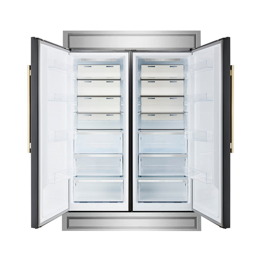 Forno Maderno 2-28-Inch Wide Convertible Refrigerator/Freezer in Black, Decorative Trim, 27.2 cu.ft, 84-Inch High, ENERGY STAR Certified - Forno Appliances