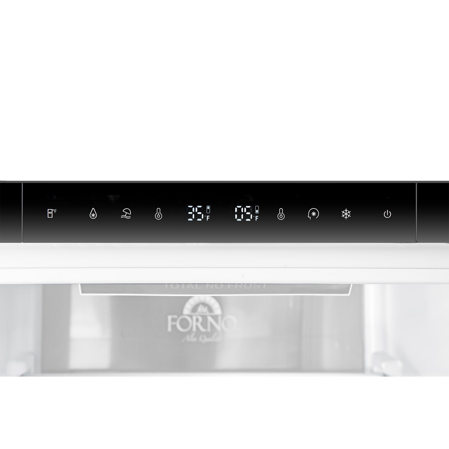Custodia 24" Bottom Freezer, 10.3 cf., Left Swing, Ice Maker, Total No frost, White, Antique Brass handles - Forno Appliances