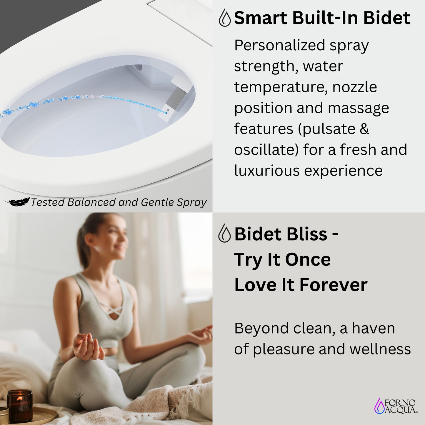 FORNO ACQUA Luxurious Super Smart Toilet. Includes Bidet, Heated Seat, Auto Flush, Auto Lid, Powerful Flush, Ideal for master bathrooms. - Forno Appliances