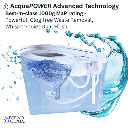 FORNO ACQUA Luxurious Smart Toilet. Includes Auto Flush, Auto Lid, Powerful Flush, sleek tankless design Ideal for Powder Rooms. - Forno Appliances