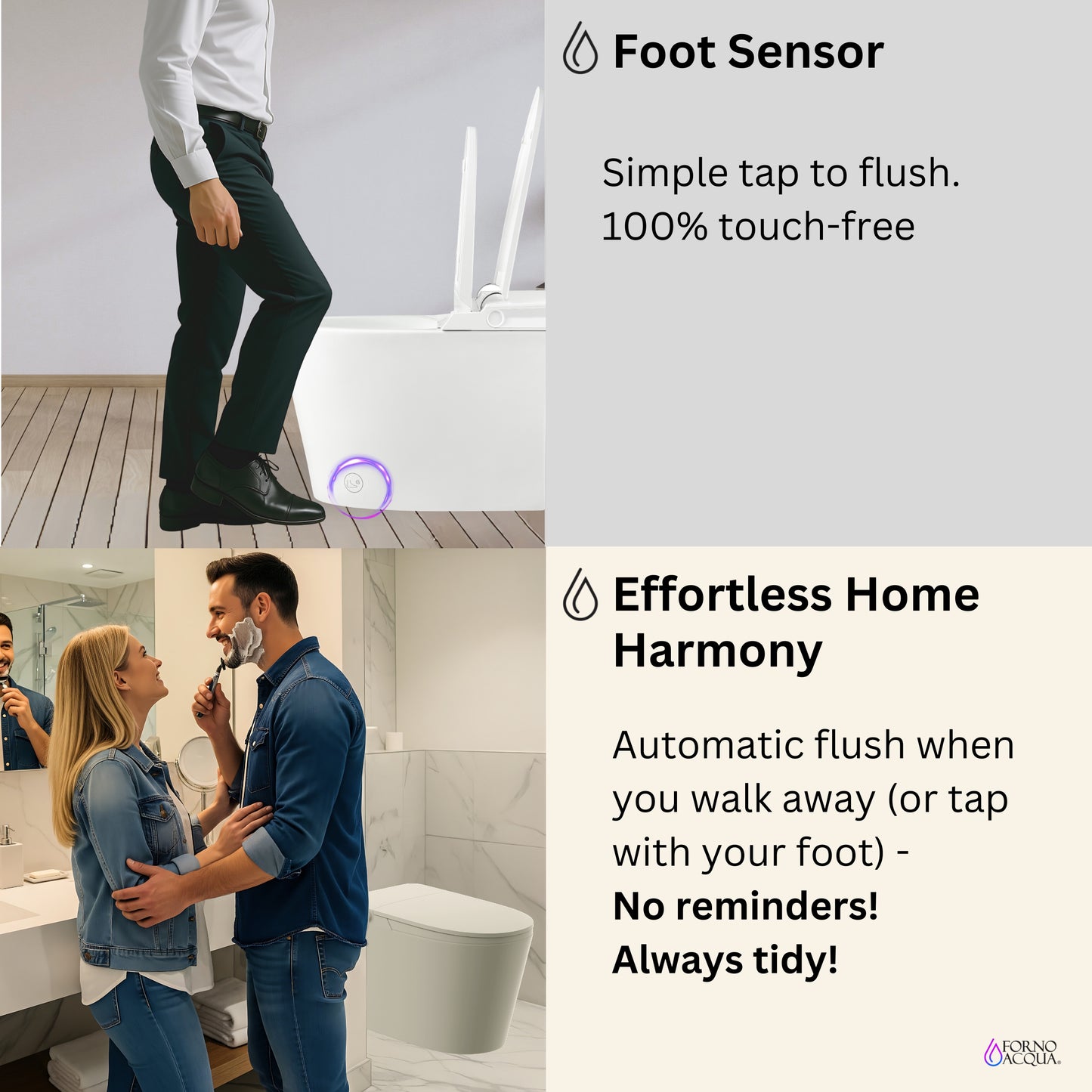 FORNO ACQUA Luxurious Smart Toilet. Includes Auto Flush, Powerful Flush, sleek tankless design Ideal for Powder Rooms. - Forno Appliances