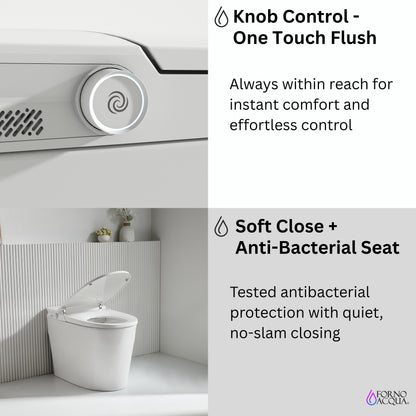 FORNO ACQUA Luxurious Smart Toilet. Includes Auto Flush, Powerful Flush, sleek tankless design Ideal for Powder Rooms. - Forno Appliances