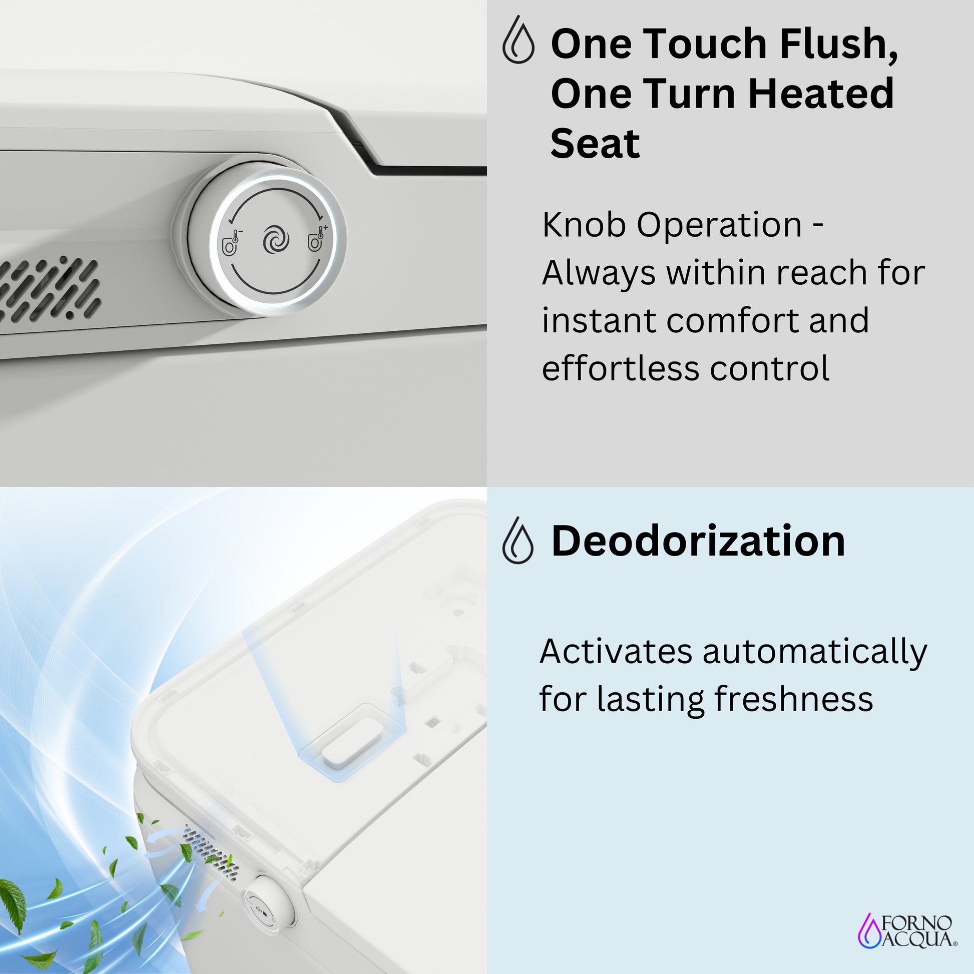 FORNO ACQUA Luxurious Smart Toilet. Includes Heated Seat, Auto Flush, Auto Lid, Powerful Flush, Ideal for Powder Rooms. - Forno Appliances