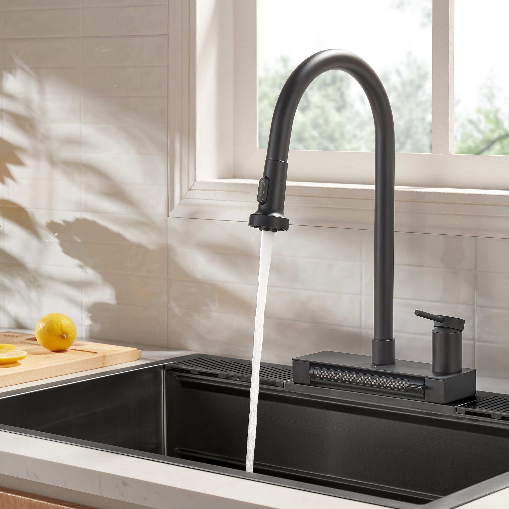 FORNO ACQUA 4 Function Waterfall  Pull-Down Kitchen Faucet - Forno Appliances