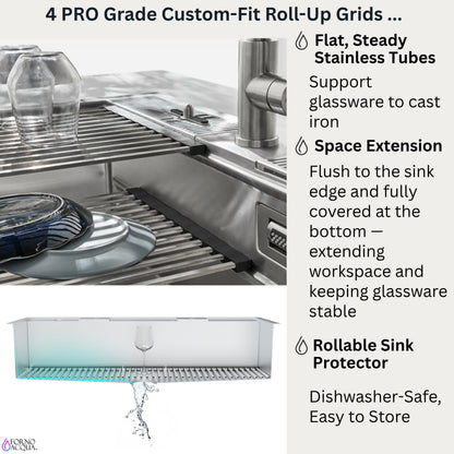FORNO ACQUA 45 in. Drop-In/Undermount 3-Level Workstation Sink with Two Faucets & Glass Rinser - Forno Appliances