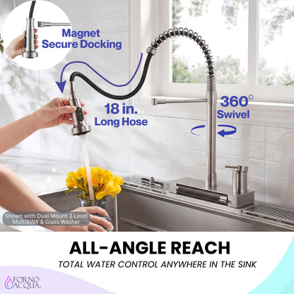 FORNO ACQUA 4 Function  Pull-Down Waterfall Kitchen Faucet - Forno Appliances
