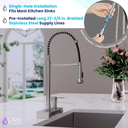FORNO ACQUA 4 Function  Pull-Down Waterfall Kitchen Faucet - Forno Appliances