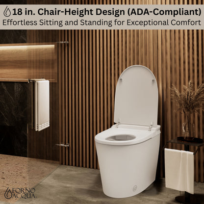 FORNO ACQUA Luxurious Smart Toilet. Includes Auto Flush, Powerful Flush, sleek tankless design Ideal for Powder Rooms. - Forno Appliances