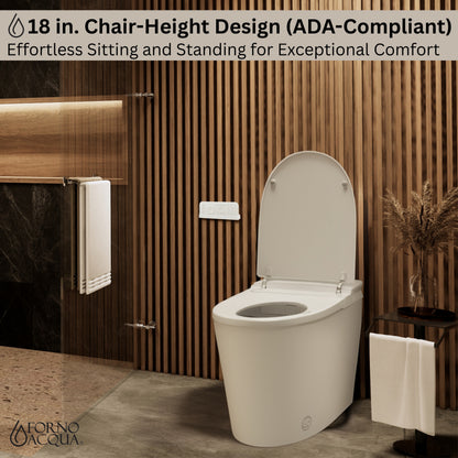 FORNO ACQUA Luxurious Super Smart Toilet. Includes Bidet, Heated Seat, Auto Flush, Auto Lid, Powerful Flush, Ideal for master bathrooms. - Forno Appliances