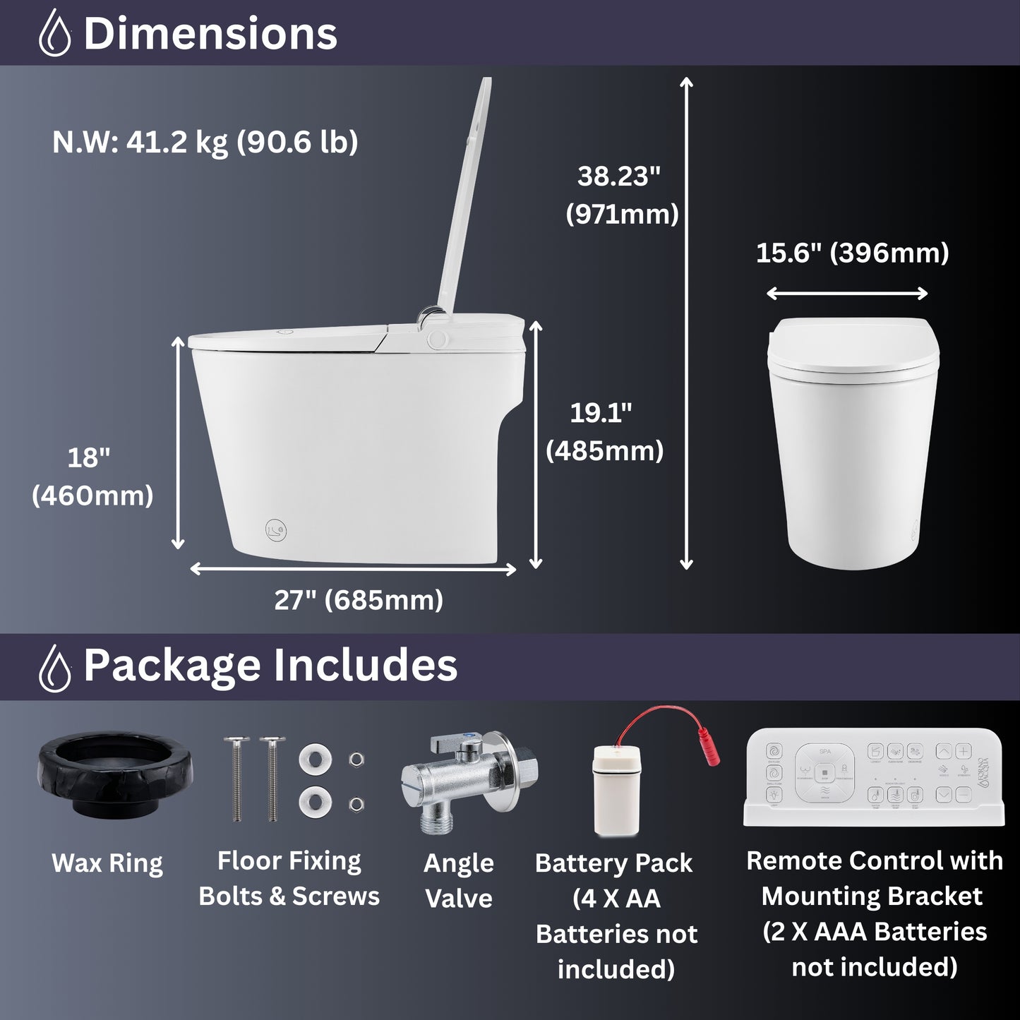 FORNO ACQUA Luxurious Super Smart Toilet. Includes Bidet, Heated Seat, Auto Flush, Auto Lid, Powerful Flush, Ideal for master bathrooms. - Forno Appliances