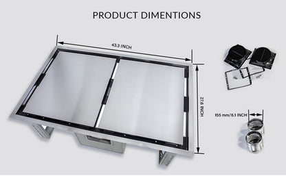 FORNO Arezzo 44-Inch Recessed Ceiling Range Hood, Dual Motors, 1200 CFM, Hybrid Filters, Remote Control - Forno Appliances