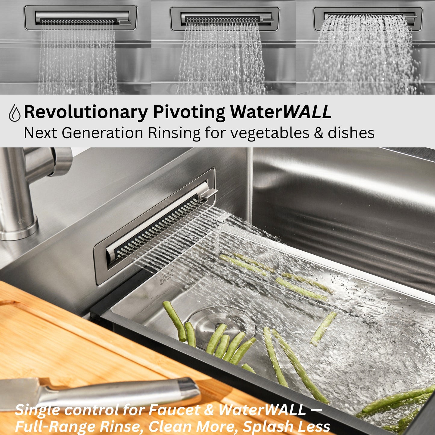 FORNO ACQUA 33 in. Drop-In/Undermount 40/60 Double Bowl Sink with Retractable Faucet & Waterfall - Forno Appliances