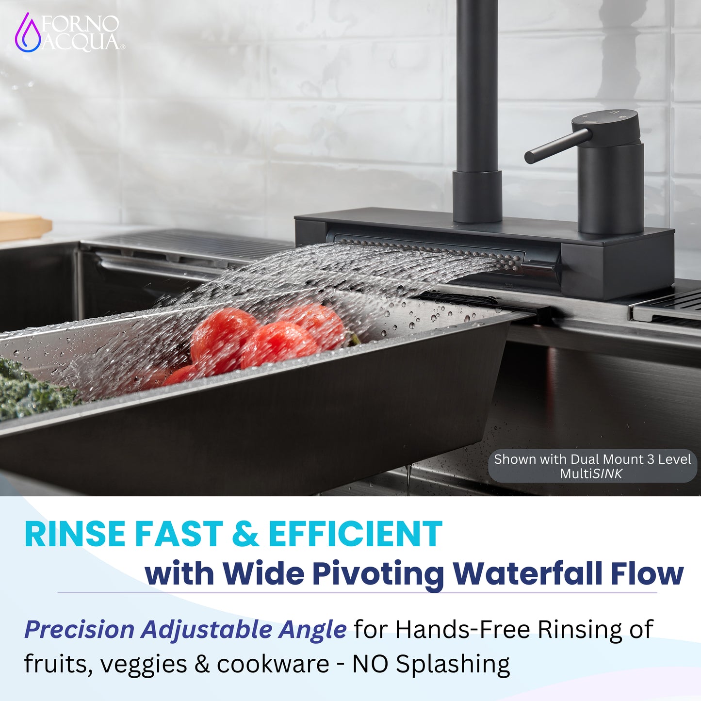 FORNO ACQUA 4 function pull-Down Waterfall Kitchen Faucet - Forno Appliances