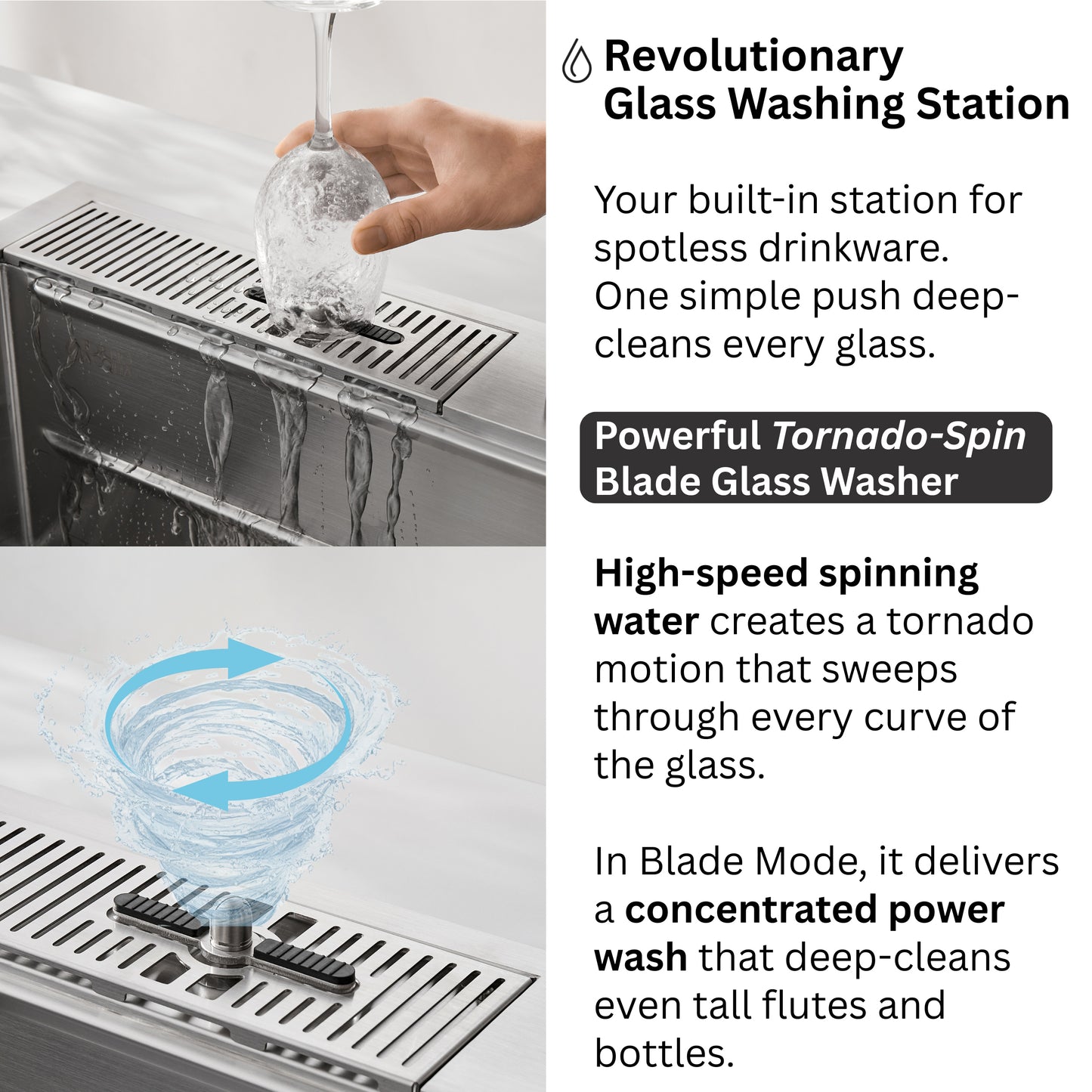 FORNO ACQUA 33 in. Drop-In/Undermount 3-Level Workstation Sink with Waterfall Faucet & Glass Rinser - Forno Appliances