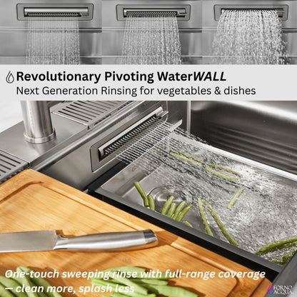 FORNO ACQUA 45 in. Drop-In/Undermount 3-Level Workstation Sink with Two Faucets & Glass Rinser - Forno Appliances