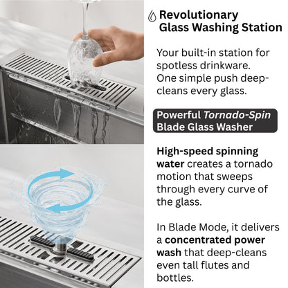 FORNO ACQUA 33 in. Drop-In/Undermount 3-Level Workstation Sink with Faucet, Waterfall & Glass Rinser - Forno Appliances
