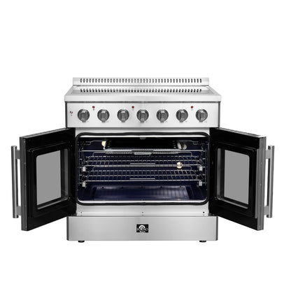 Cuisinière électrique autonome Galiano de 36 pouces à portes françaises, vraie convection, écoénergétique - Forno Appliances