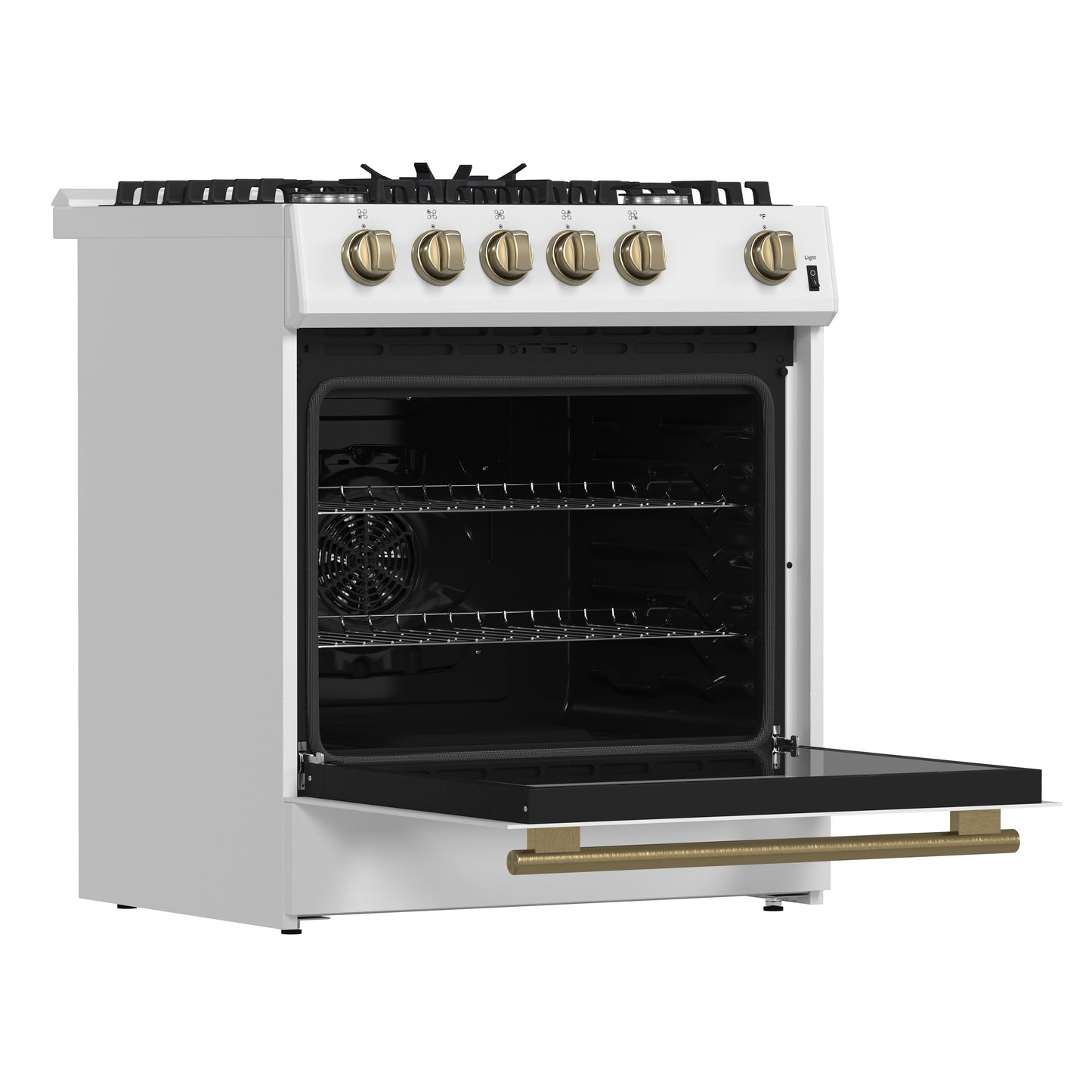 Forno Leonardo Espresso 30-Inch White Gas Range, 5 Burners, 39,500 BTU, 5 cu.ft Convection Oven - Forno Appliances