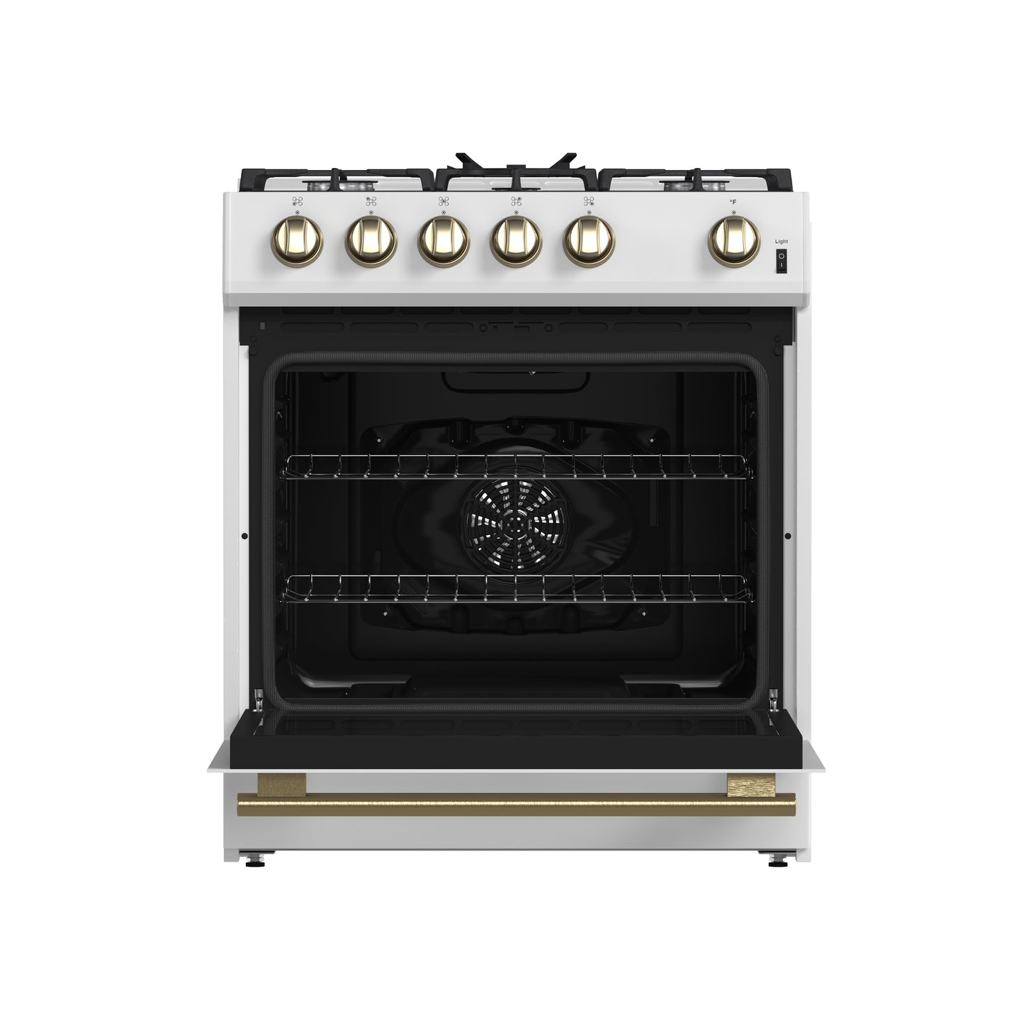 Forno Leonardo Espresso 30-Inch White Gas Range, 5 Burners, 39,500 BTU, 5 cu.ft Convection Oven - Forno Appliances