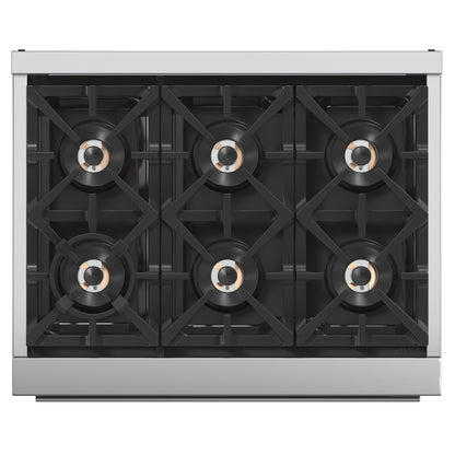 Cuisinière à gaz Forno Capriasca de 36 pouces, acier inoxydable, 6 brûleurs en laiton, 120 000 BTU, four à convection, économe en énergie