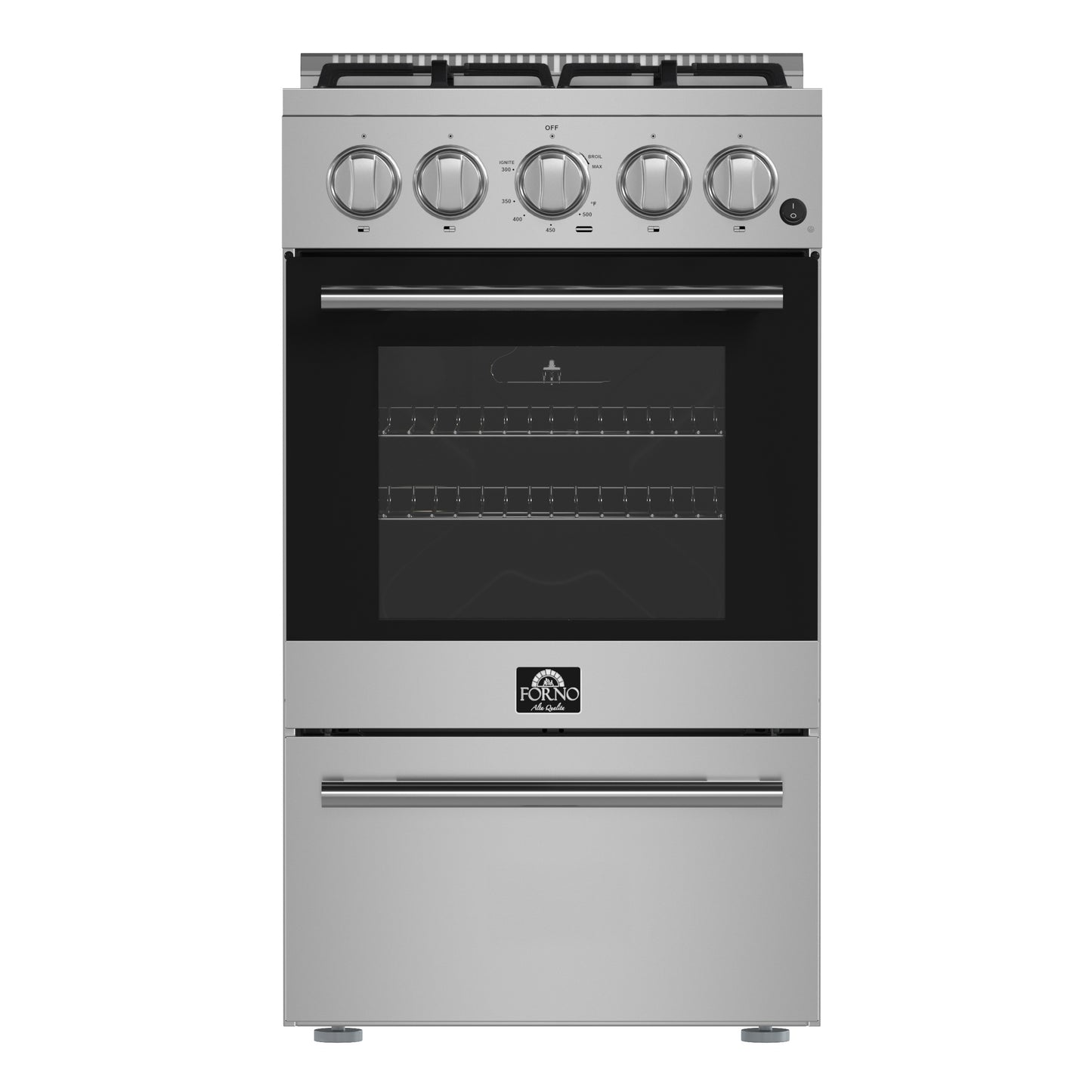 Cuisinière à gaz autoportante Forno Lamazze de 20 pouces, conception compacte, économe en énergie