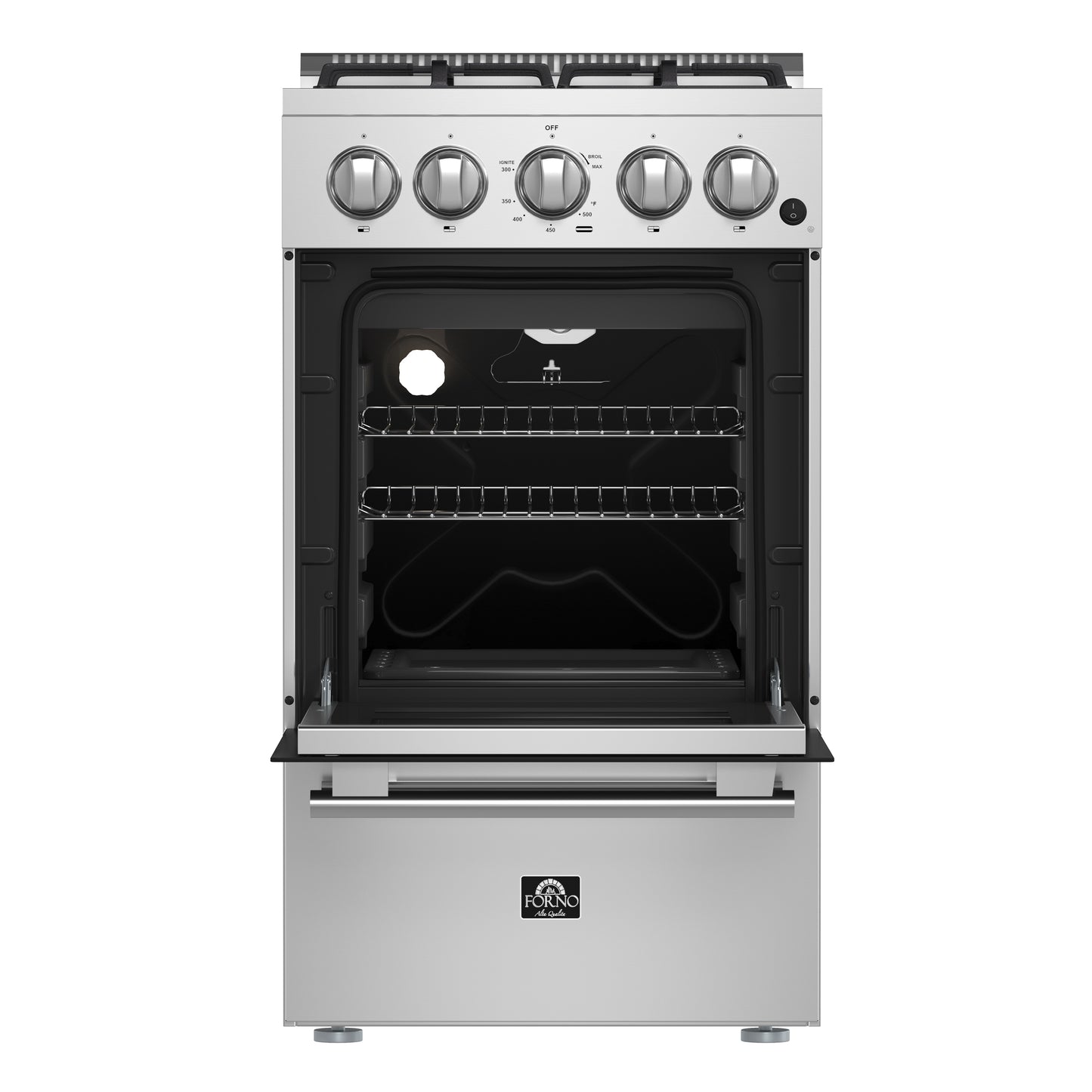 Cuisinière à gaz autoportante Forno Lamazze de 20 pouces, conception compacte, économe en énergie