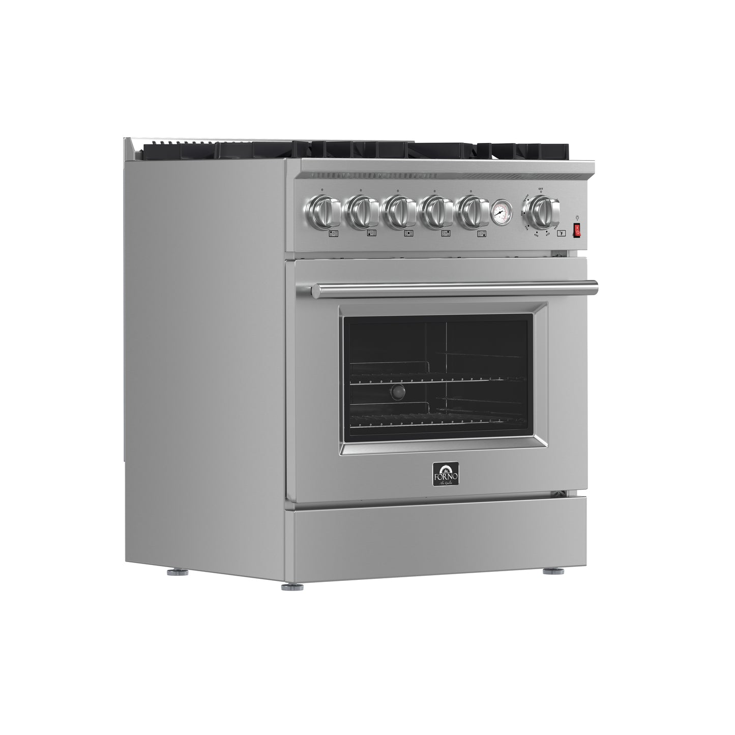 FORNO Giovanni 30-inch Gas Range Stainless Steel, 5 Burners 67,000 BTU, 4.32 cu.ft. Convection Oven - Forno Appliances